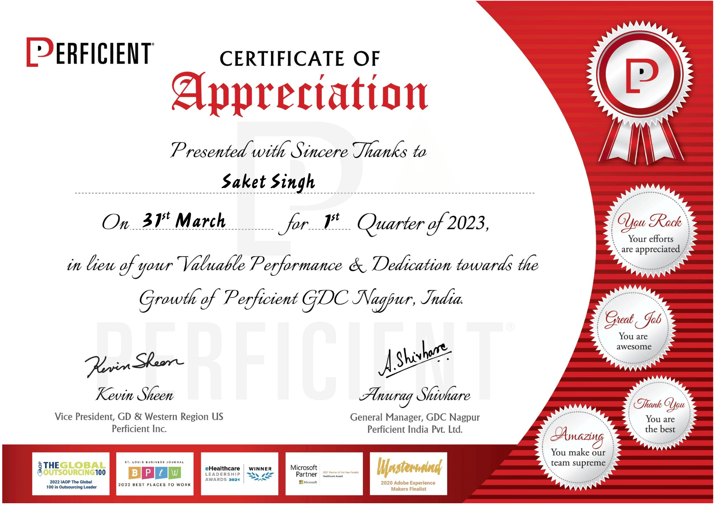 Q1 2023 - Appreciation Award